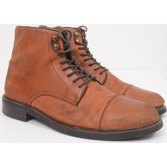 Aston Grey Biressa Brown Leather Zip Lace Ankle Chukka Boots Men's Size 10.5 - Picture 5 of 9